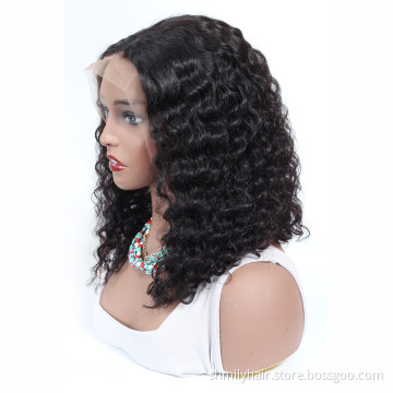 Drop Shipping 4*4 Front Closure Wigs Peruvian Human Hair Lace Short Bob Cut Deep Wave Remy Lace Front Peruvian Human Hair Wig